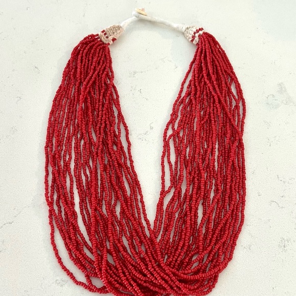 Vintage Multi strand Native American Red Coral Seed Bead Woven Torsade Necklace. - Picture 7 of 14